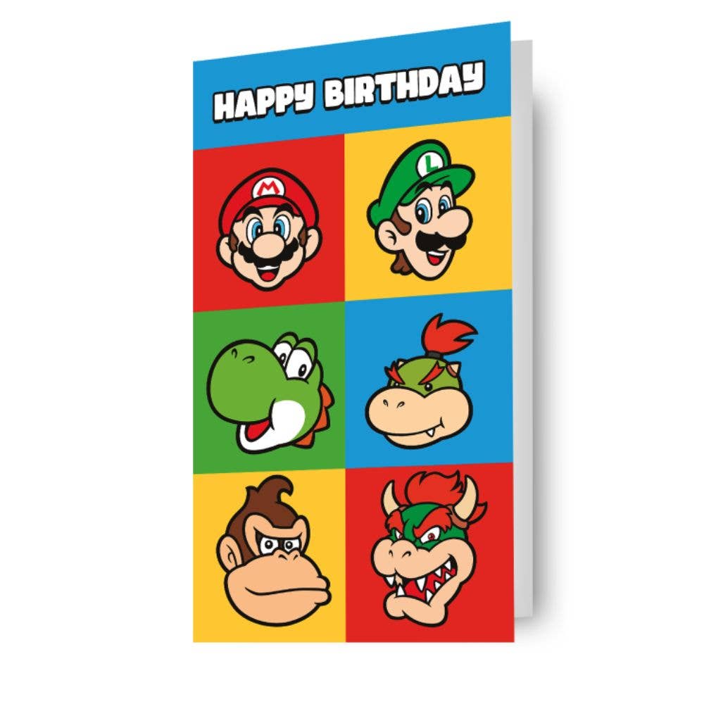 Super Mario “Happy Birthday” Card – Colourful Nintendo Character Design