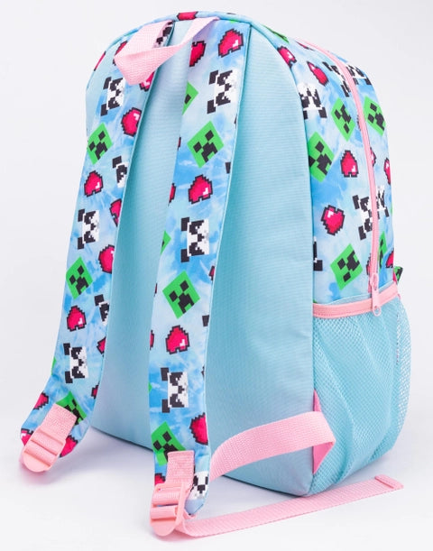Minecraft girls 4-piece school set including backpack, lunch bag, bottle and pencil case in pastel colours
