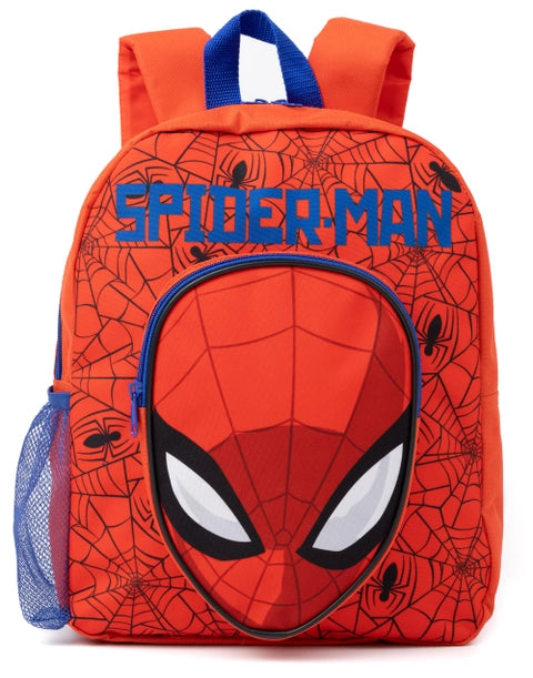 Marvel Spider-Man kids 4-piece backpack set featuring large red Spider-Man face backpack, matching lunch bag, water bottle, and pencil case