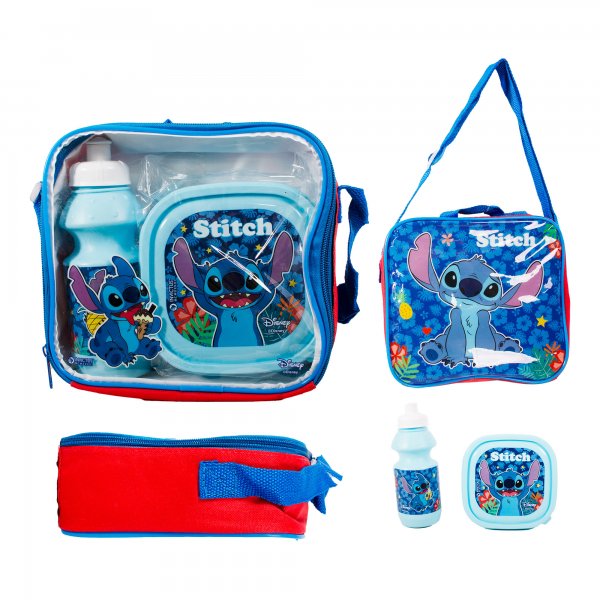 Stitch lunch bag set with bottle, snack box and insulated carry bag