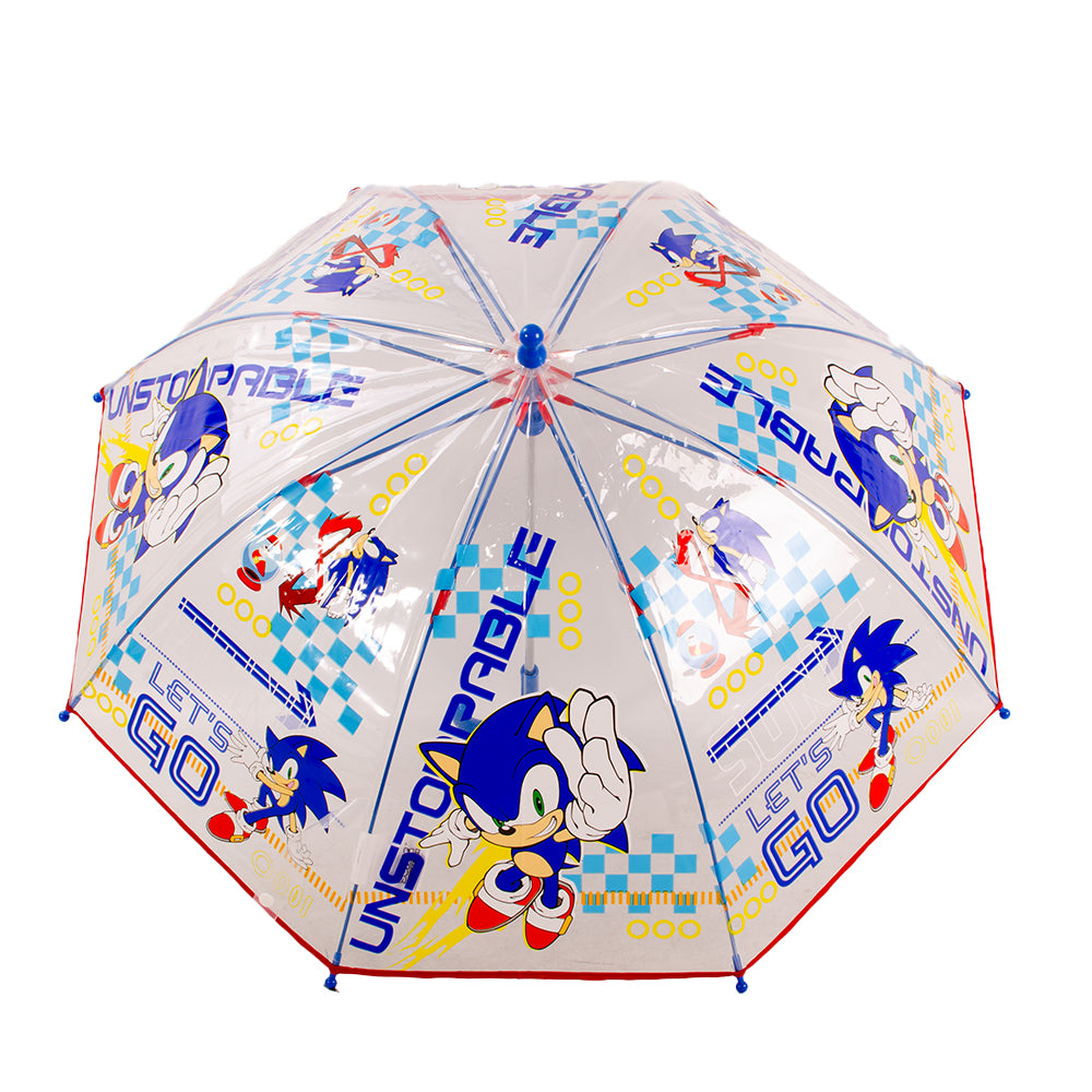 Sonic the Hedgehog Character Umbrella – Transparent Dome Rain Umbrella with Blue Handle