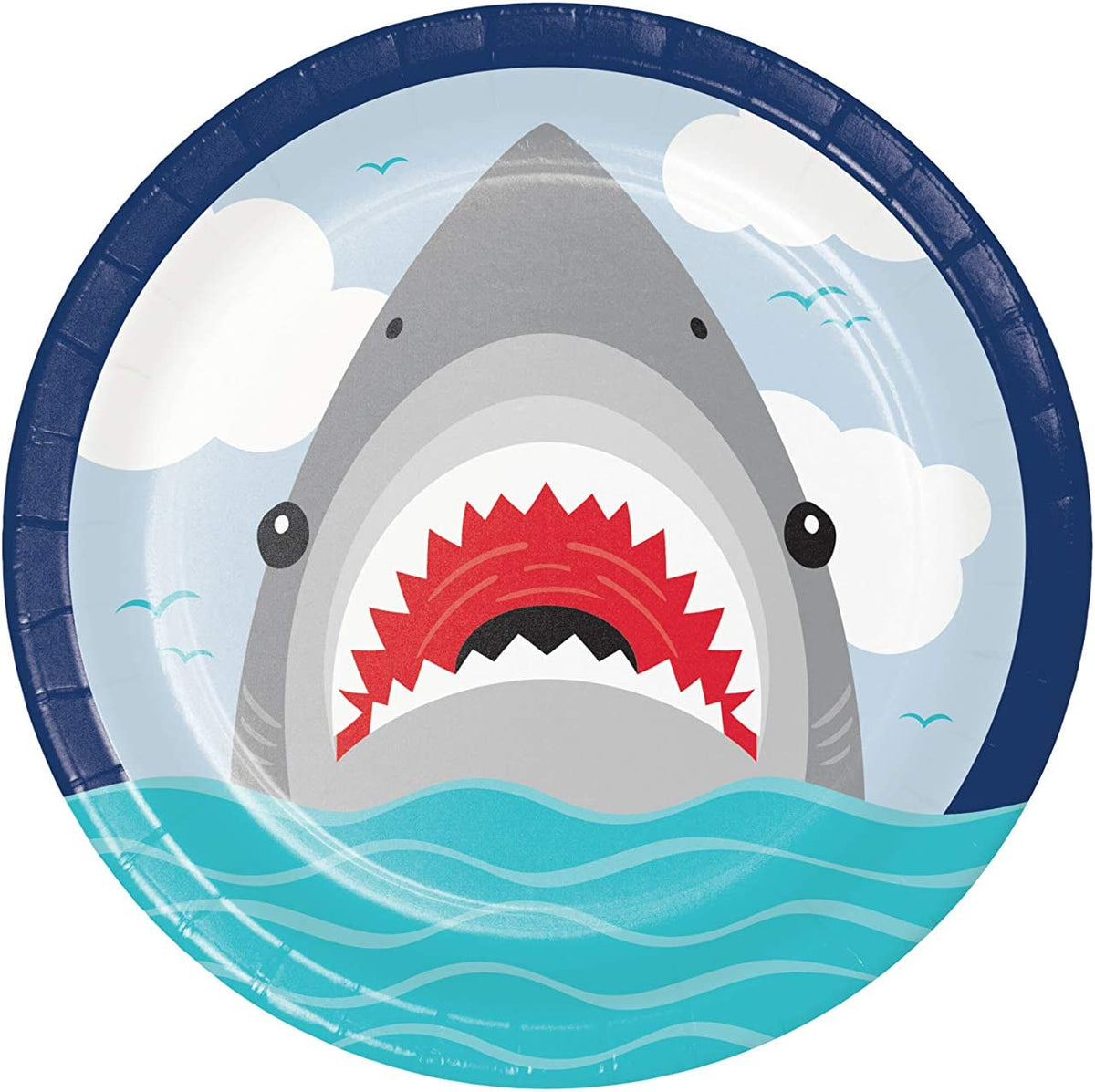 Shark Party blue paper dinner plates pack of 8

