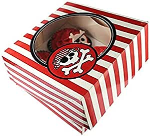 Pirate party cupcake box with window and removable insert pack of 2
