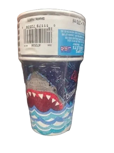 Shark Party paper cups 9oz pack of 8
