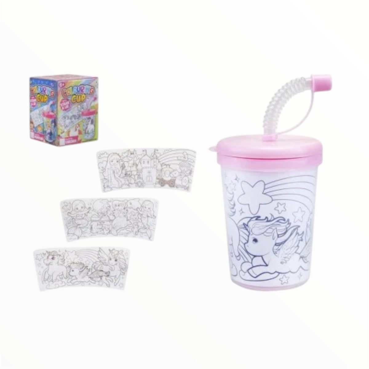 Colour Your Own Drinking Cup With Straw And Lid