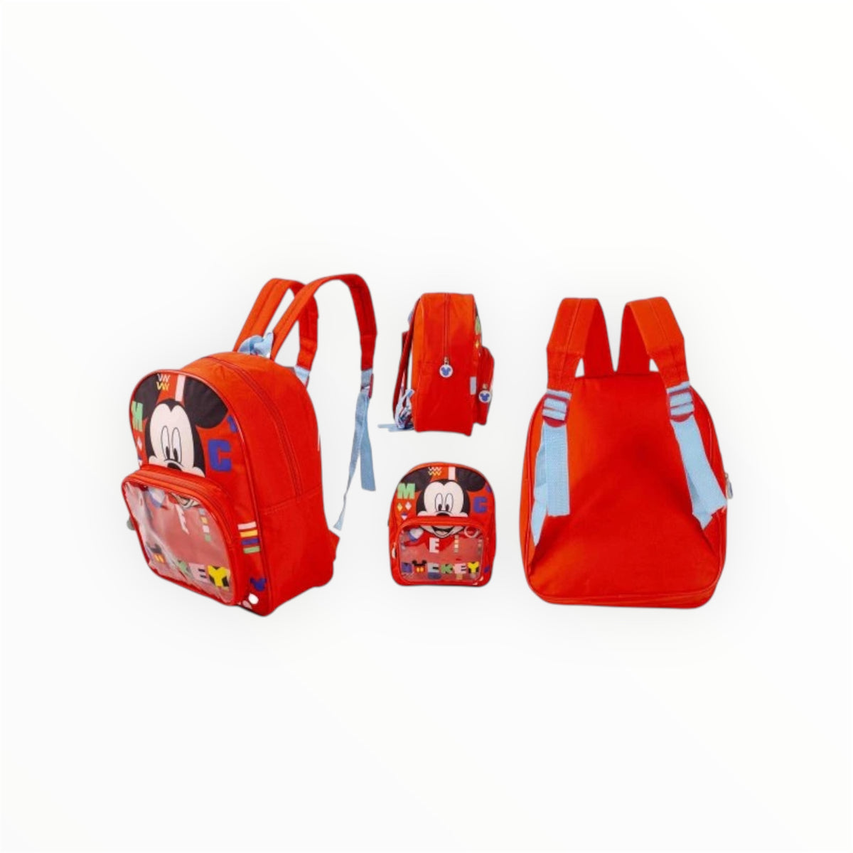 Disney Mickey Mouse Kids Backpack – Red School Bag with Front Pocket