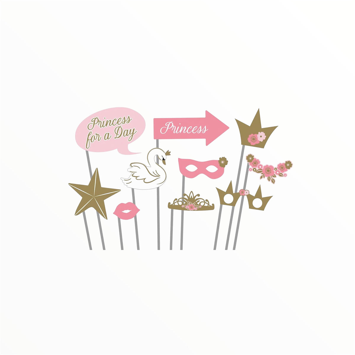 Princess For a Day Photo Booth Props – Pack of 10