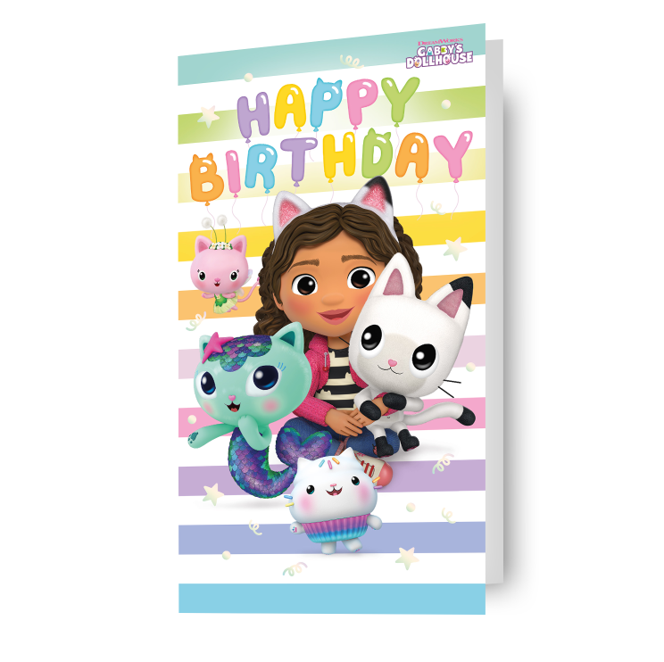 Gabby’s Dollhouse “Happy Birthday” Card – Colourful Kids Design
