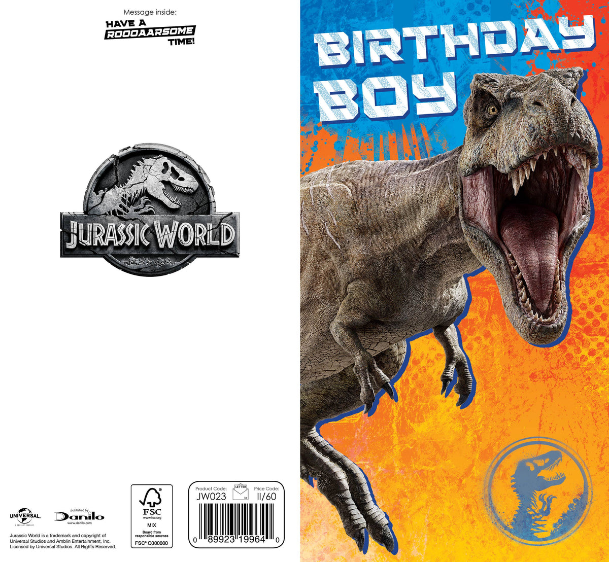 Jurassic World 'Birthday Boy' Card
