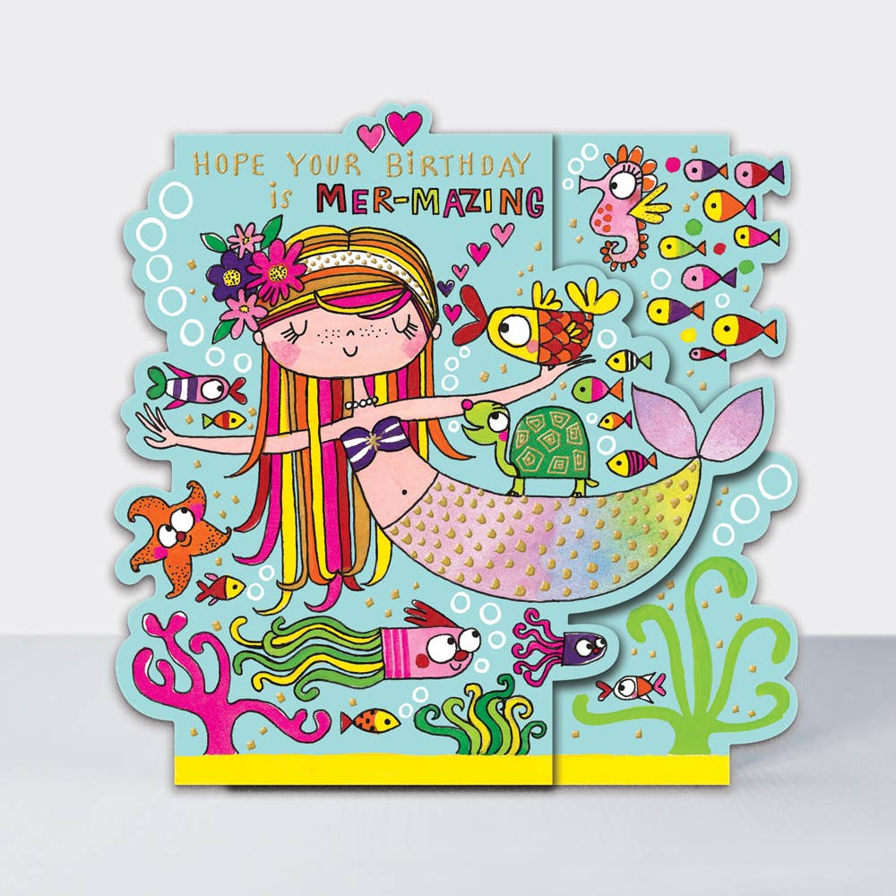Hope Your Birthday is Mer-Mazing” Mermaid Birthday Card – Under the Sea Design
