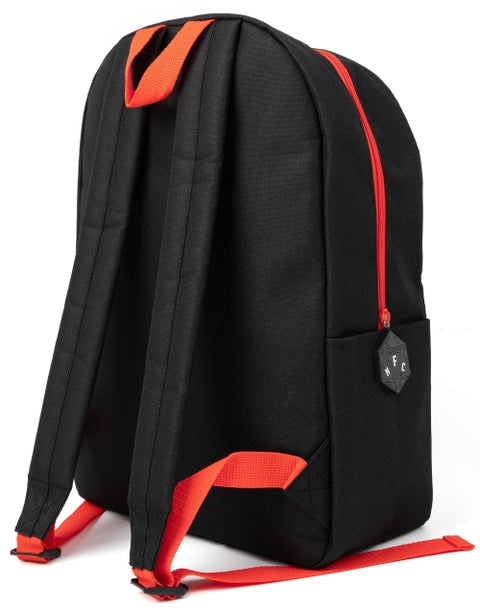 Stranger Things Hellfire Club backpack with red and black design and iconic logo