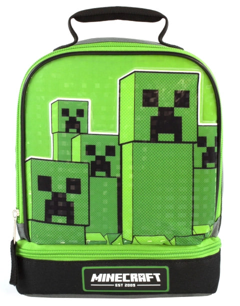 Minecraft Creeper green lunch bag with carry handle