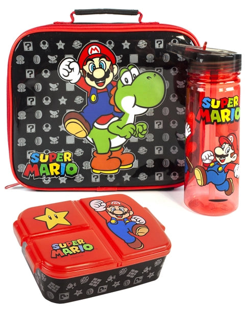 Super Mario lunch bag set with water bottle and lunch box