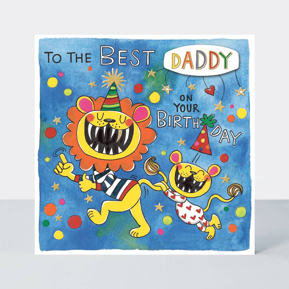 To the Best Daddy on Your Birthday” Greeting Card – Fun and Colourful Lion Design