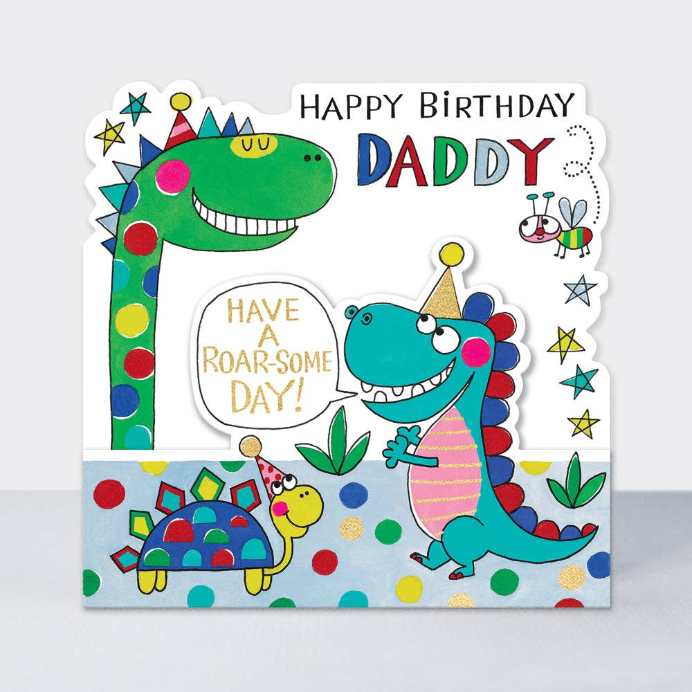 Happy Birthday Daddy” Card – Fun Dinosaur Design