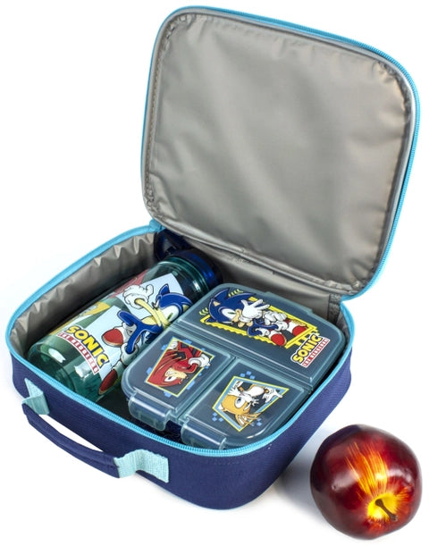 Sonic the Hedgehog lunch bag with water bottle and matching food box
