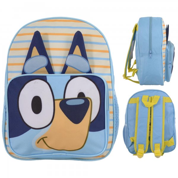 Bluey character backpack with front face design and adjustable straps